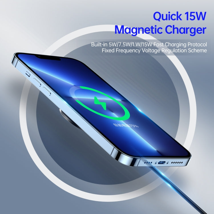 Chargeur sans fil magnétique Duzzona W1 15 W avec support d'anneau Longueur du câble : 1,2 m (noir)