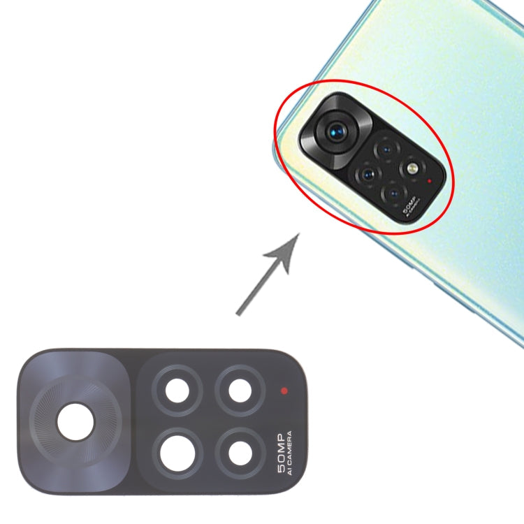 Objectif de caméra arrière 10 pièces pour Xiaomi Redmi Note 11