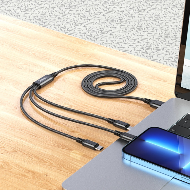 Hoco X76 3 in 1 2A 8 Pin+USB-C / Type-C+Micro USB Super Charging Cable.Length: 1m (Black)