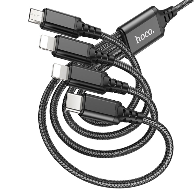 Hoco X76 4 in 1 2A Dual 8 pin + USB-C / Type-C + Super Micro USB Charging Cable length: 1m (Black)
