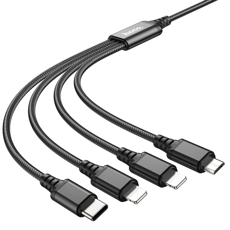 Hoco X76 4 en 1 2A Dual 8 pin + USB-C / Tipo-C + Cable de Carga súper Micro USB longitud: 1m (Negro)