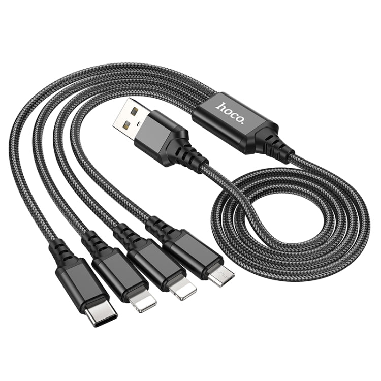 Hoco X76 4 en 1 2A Dual 8 pin + USB-C / Tipo-C + Cable de Carga súper Micro USB longitud: 1m (Negro)