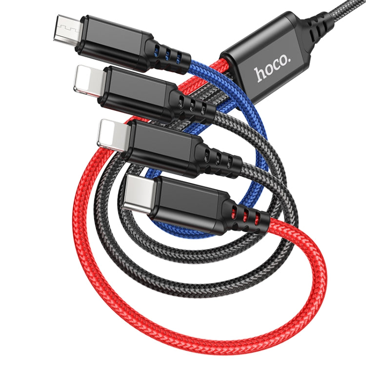 Hoco X76 4 in 1 2A Dual 8 pin + USB-C / Type-C + Super Micro USB Charging Cable length: 1m (multiColor)