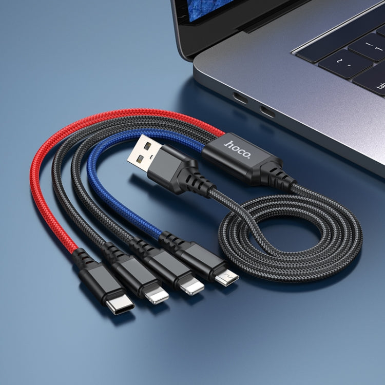 Hoco X76 4 en 1 2A Dual 8 pin + USB-C / Tipo-C + Cable de Carga súper Micro USB longitud: 1m (multiColor)