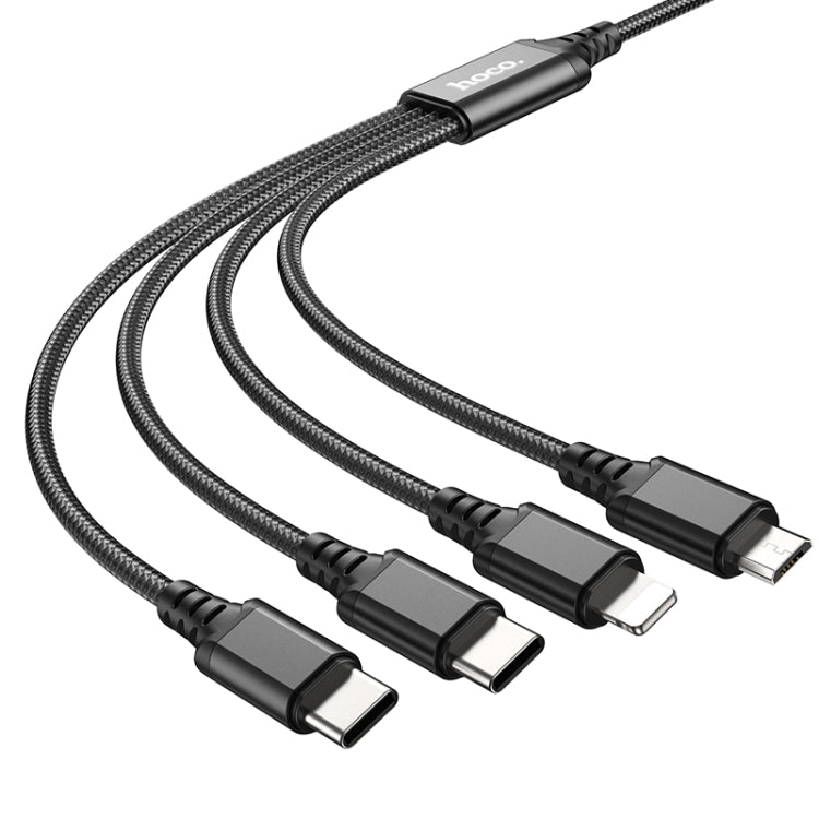 Hoco x76 4 en 1 2A Dual USB-C / Type-C +8 Pin + Micro USB Super Charge Longueur du câble : 1m (Noir)