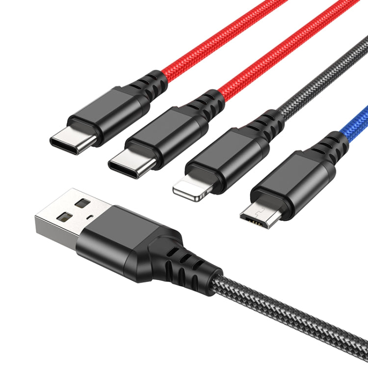 Hoco X76 4 en 1 2A Dual USB-C / Type-C +8 Pin + Micro USB Super Câble de Charge Longueur: 1M (Multicolore)