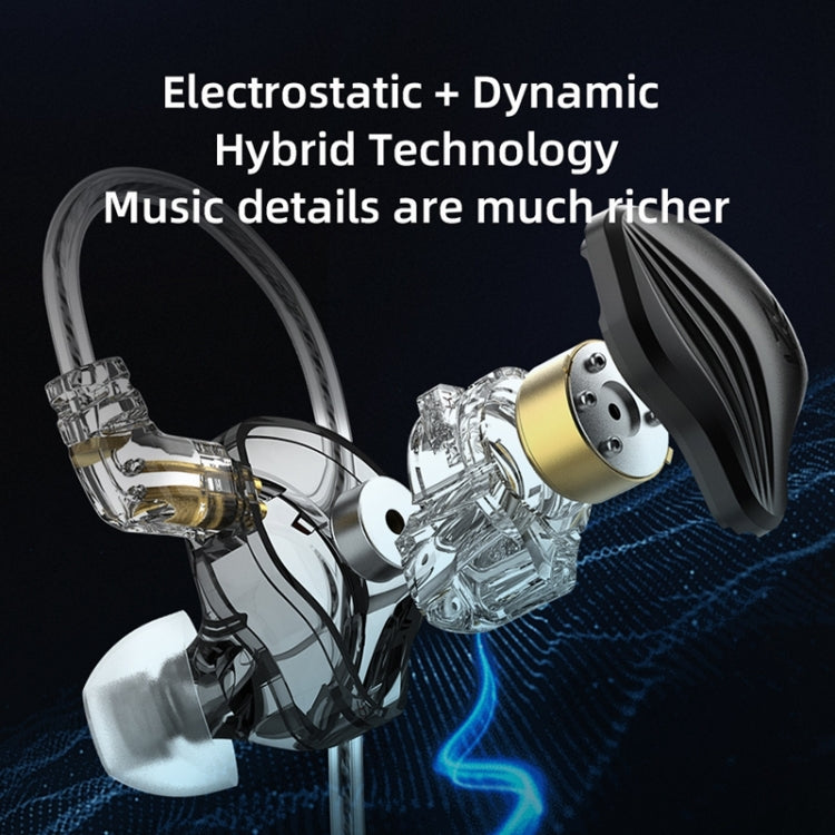 KZ-ZEX 1.2m Electrostatic Dynamic In-Ear Sports Music Headphones style: with Microphone (Gun Grey)