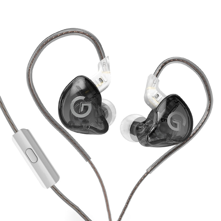 GK G1 1.2m Dynamic HIFI Subwoofer Auriculares intrauditivos Deportivos con cancelación de ruido estilo: con Micrófono (Negro transparente)