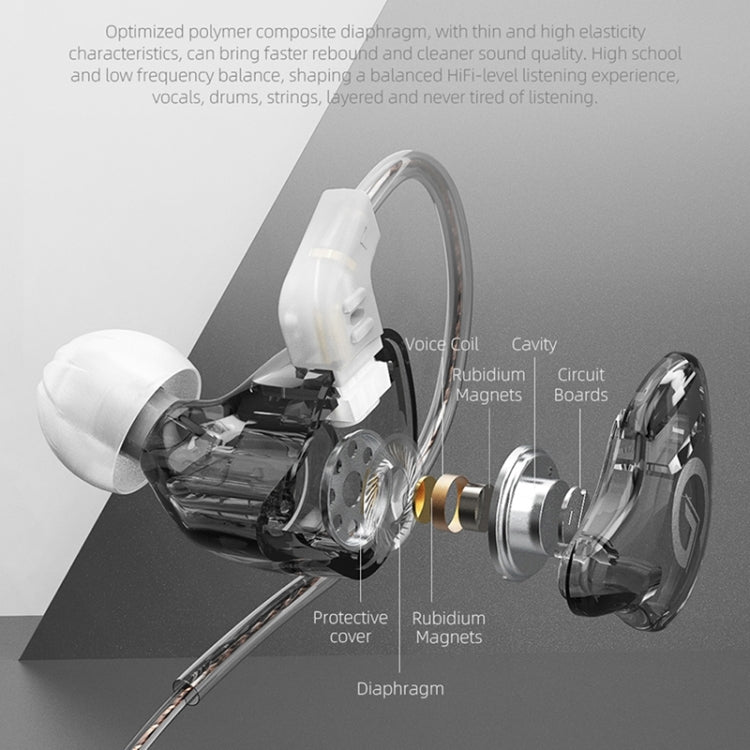 GK G1 1.2m Dynamic HIFI Subwoofer Noise Cancelling Sports In-Ear Headphones style: with Microphone (Transparent Black)