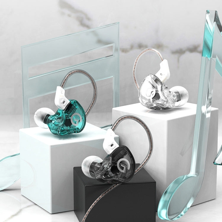 GK G1 1.2m Dynamic HIFI Subwoofer Noise Cancelling Sports In-Ear Headphones style: with Microphone (Transparent Cyan)