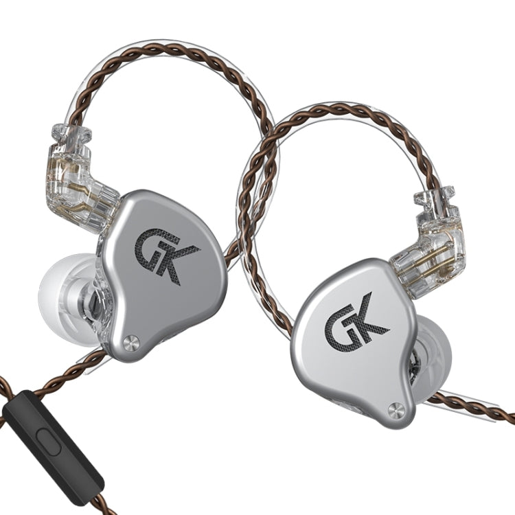 GK GS10 Auriculares intrauditivos HIFI con personalidad de hierro y anillo de diez unidades de 1.25 m estilo: con Micrófono (Plateado)