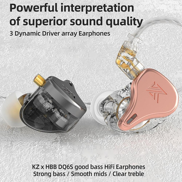 KZ-DQ6S Écouteurs intra-auriculaires à subwoofer dynamique à trois unités de 1,2 m Style : avec microphone (rose)