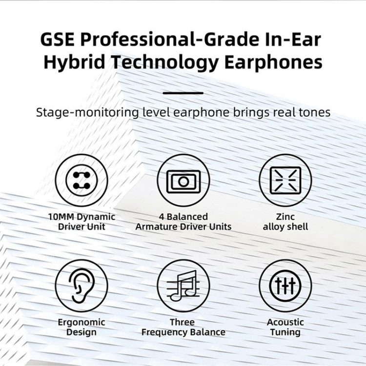 GK GSE Ten Iron Coil Units Subwoofer HIFI In-Ear Headphones (avec Microphone)
