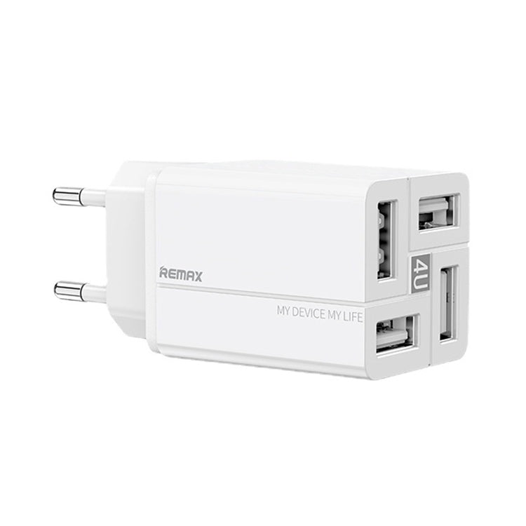 Remax RP-U43 3.4A Cargador Rápido de 4 Puertos USB Especificación: Enchufe de la UE (Blanco)