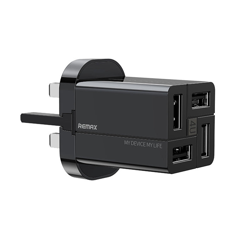 Remax RP-U43 3.4A 4-Port USB Fast Charger specification: UK Plug (Black)