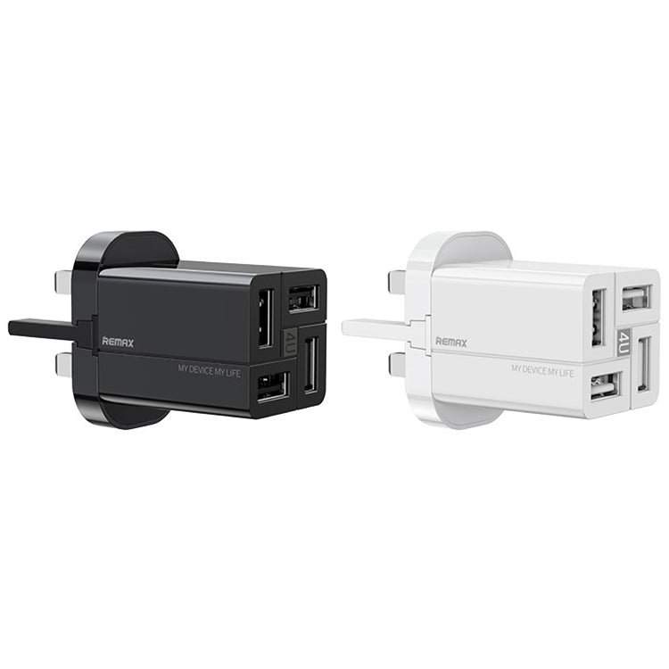 Spécification du chargeur rapide USB Remax RP-U43 3,4 A 4 ports : prise britannique (noire).
