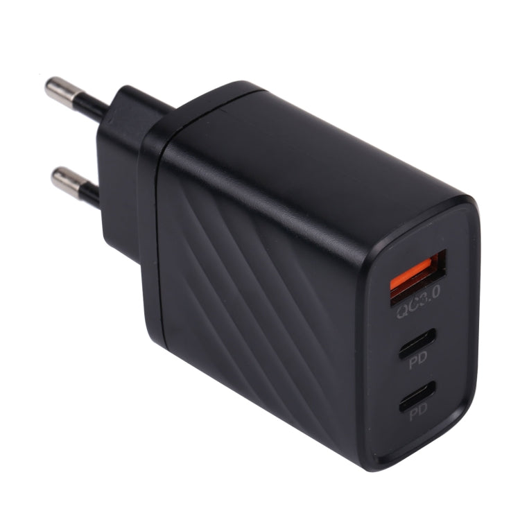 AR-892 3 in 1 QC3.0 PD20W USB + USB-C / Type-C Wall Travel Charger Plug Type: EU Plug (Black)