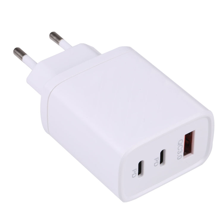 AR-892 3 in 1 QC3.0 PD20W USB + USB-C / Type-C Wall Travel Charger Plug Type: EU Plug (White)