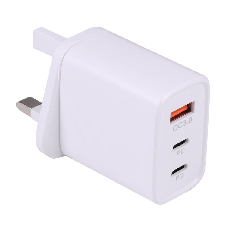 AR-892 3 in 1 QC3.0 PD20W USB + USB-C / Type-C Wall Travel Charger Plug Type: UK Plug (White)