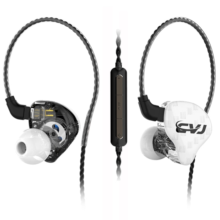 CVJ-CSA Dual Magnetic Coil Iron Hybrid Drive HIFI Filaire Style d'écouteurs intra-auriculaires: avec microphone (Blanc)