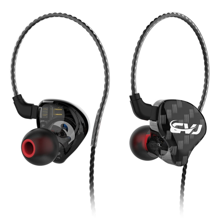 CVJ-CSA Dual Magnetic Coil Iron Hybrid Drive HIFI In-ear Wired Earphone Style:Without Mic (Black)