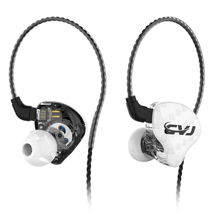 CVJ-CSA Dual Magnetic Coil Iron Hybrid Drive HIFI Wired In-ear Earphone Style: Without Mic (White)