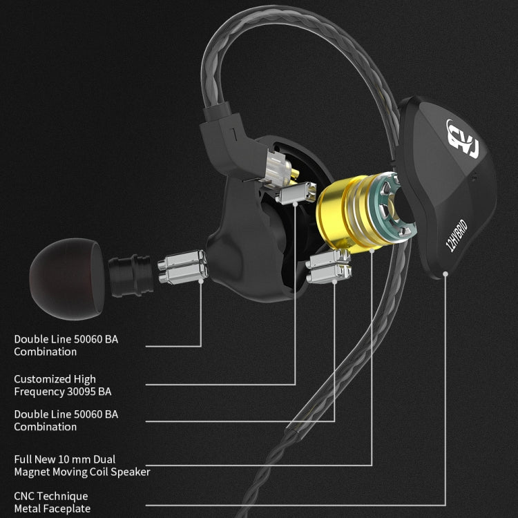 CVJ-CSN Auricular con Cable HIFI dinámico de circuito Magnético Dual en la Oreja estilo: con Micrófono (Negro)