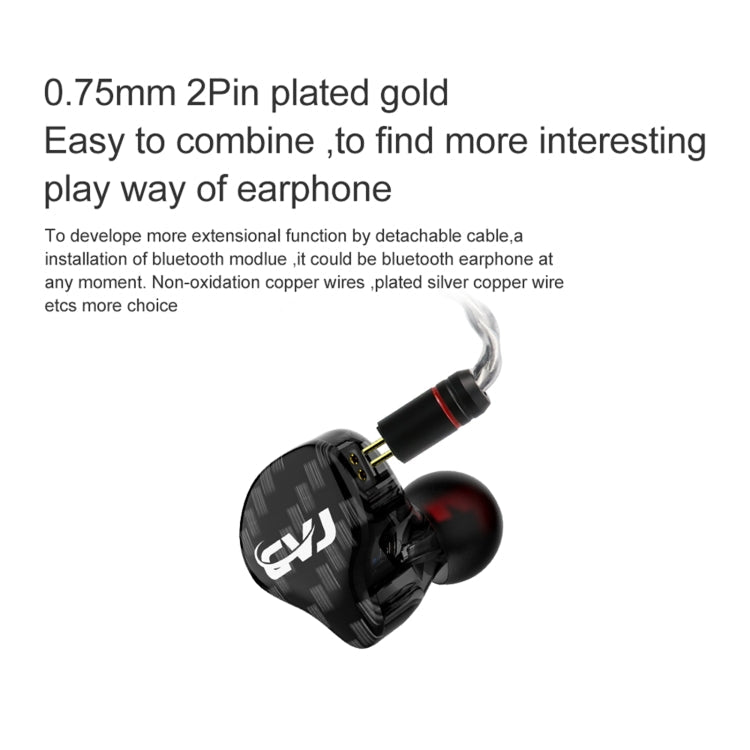 CVJ-CVM Dual Magnetic Ring Iron Hybrid Drive Fashion Écouteurs filaires intra-auriculaires avec version micro (Noir)