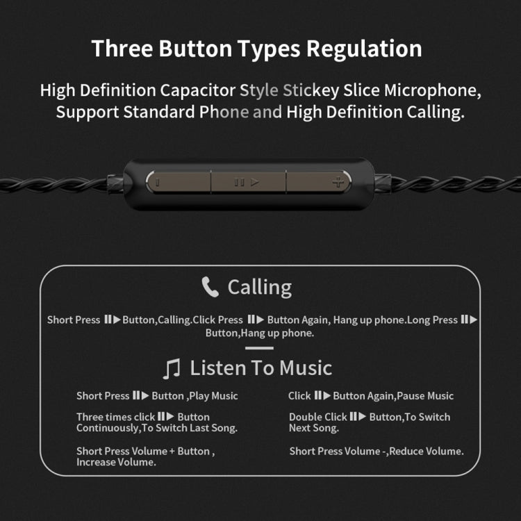 CVJ Mirror Hybrid Technology HiFi Music Auricular con Cable con Micrófono (Negro)