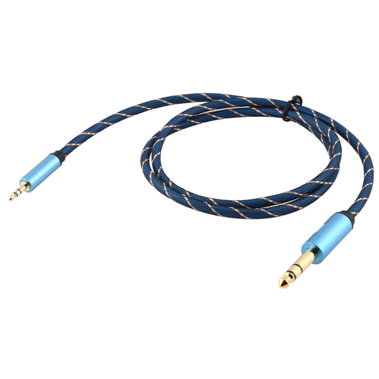 Câble auxiliaire EMK 3,5 mm mâle vers jack mâle 6,35 mm en nylon tressé plaqué or pour ordinateur / X-BOX / PS3 / CD / DVD Longueur du câble : 1 m (bleu foncé)