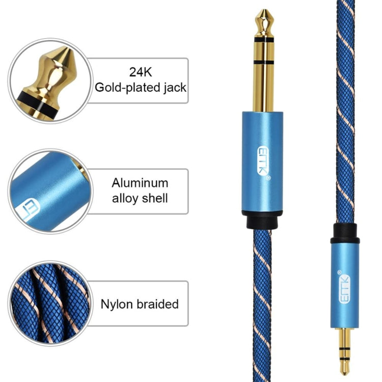 Câble auxiliaire EMK 3,5 mm mâle vers jack mâle 6,35 mm en nylon tressé plaqué or pour ordinateur / X-BOX / PS3 / CD / DVD Longueur du câble : 5 m (bleu foncé)