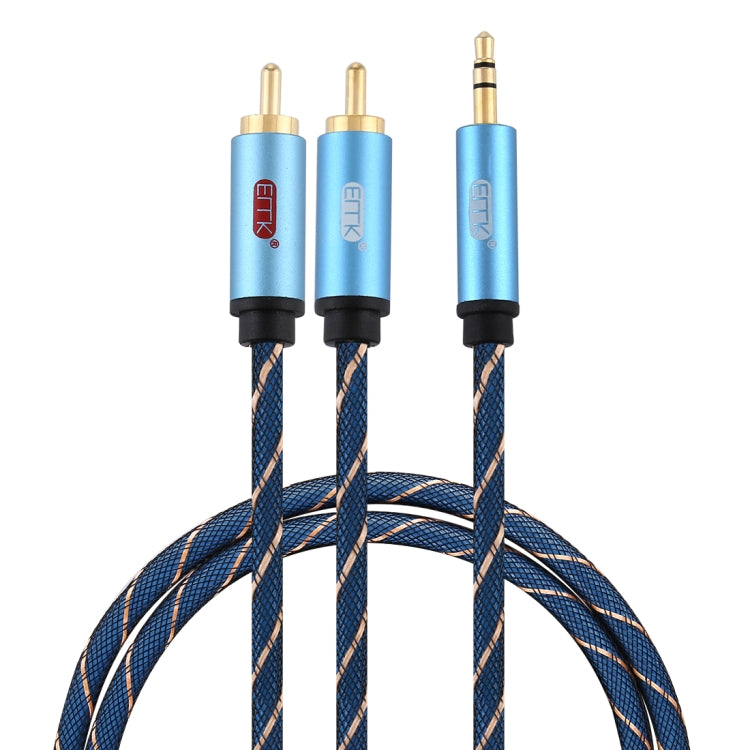 EMK Jack 3,5 mm mâle vers 2 x connecteur RCA mâle Câble audio haut-parleur plaqué or Longueur du câble : 1 m (bleu foncé)