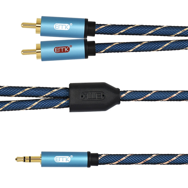 EMK Jack 3,5 mm mâle vers 2 x connecteur RCA mâle Câble audio haut-parleur plaqué or Longueur du câble : 2 m (bleu foncé)
