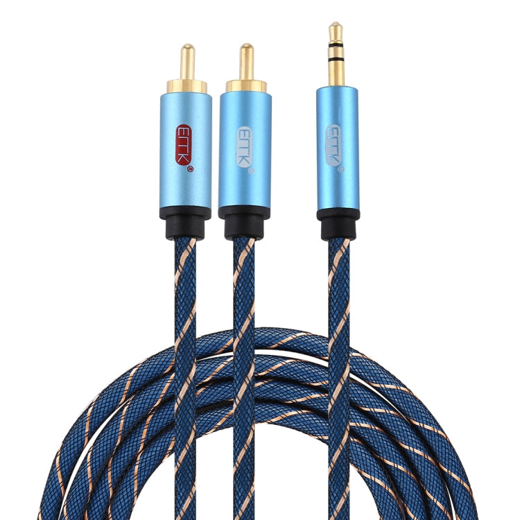 EMK 3.5 mm Jack Macho a 2 x RCA Macho Conector chapado en Oro Altavoz Cable de Audio Longitud del Cable: 2 m (Azul Oscuro)