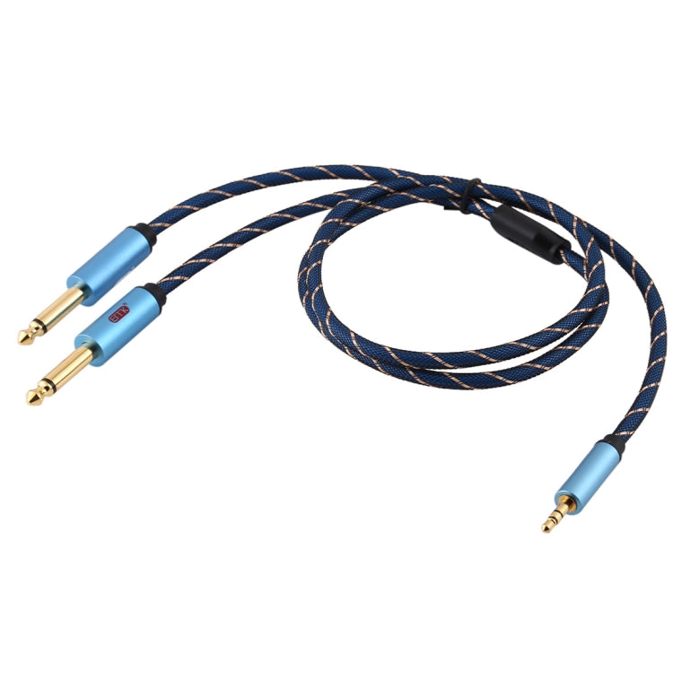 EMK 3.5mm Male Plug to 2 6.35mm Male Plugs Gold Plated Nylon Braided Auxiliary Cable For Computer / X-BOX / PS3 / CD / DVD Cable Length: 1m (Dark Blue)