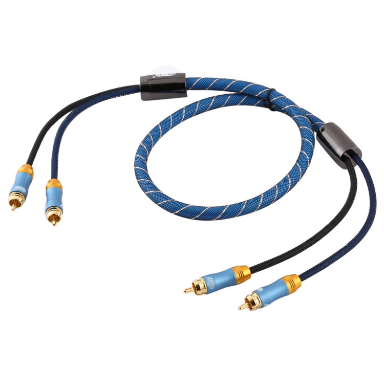 EMK 2 x RCA mâle vers 2 x connecteur RCA mâle Câble audio coaxial tressé en nylon plaqué or pour TV/amplificateur/home cinéma/DVD Longueur du câble : 1 m (bleu foncé)