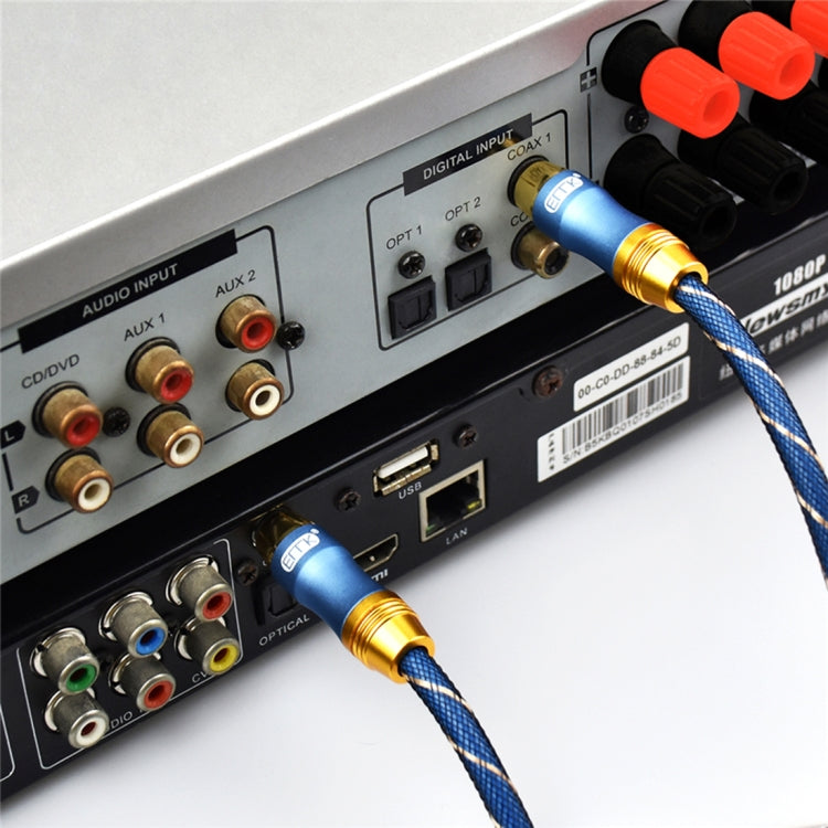 EMK 2 x RCA Macho a 2 x RCA Macho Conector chapado en Oro trenzado de nailon Cable de Audio coaxial Para TV / amplificador / cine en casa / DVD longitud del Cable: 1 m (Azul Oscuro)