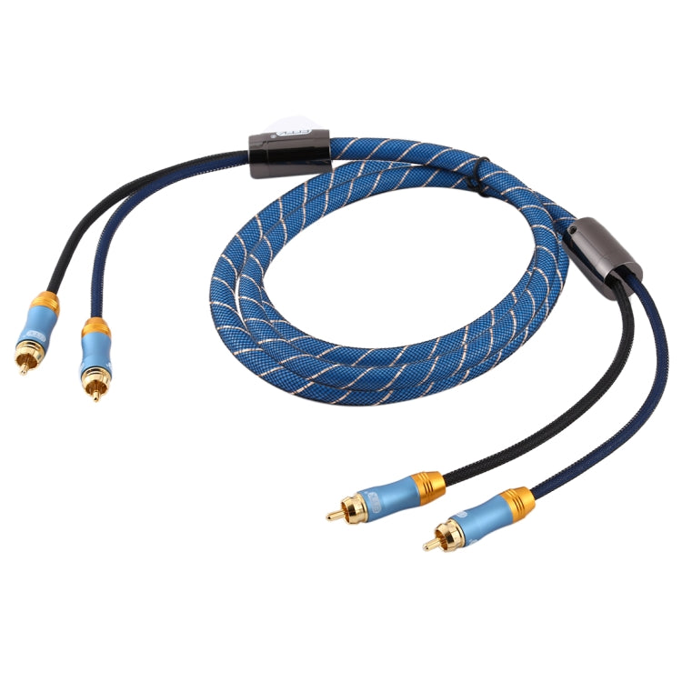 EMK 2 x RCA Male to 2 x RCA Male Connector Gold Plated Nylon Braided Coaxial Audio Cable For TV / Amplifier / Home Theater / DVD Cable Length: 2m (Dark Blue)