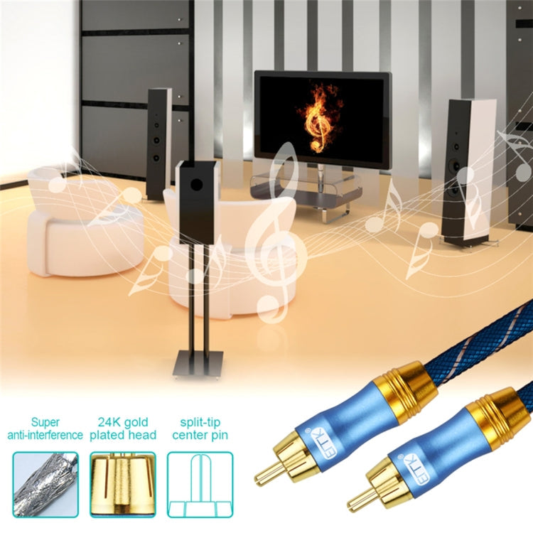 EMK 2 x RCA Macho a 2 x RCA Macho Conector chapado en Oro Cable de Audio coaxial trenzado de nailon Para TV / amplificador / cine en casa / DVD longitud del Cable: 3 m (Azul Oscuro)