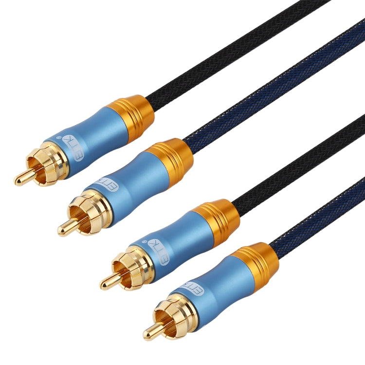 EMK 2 x RCA Male to 2 x RCA Male Connector Gold Plated Nylon Braided Coaxial Audio Cable For TV / Amplifier / Home Theater / DVD Cable Length: 5m (Dark Blue)