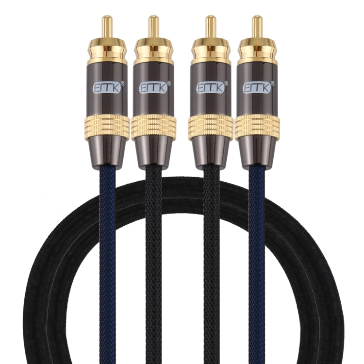EMK 2 x RCA Male to 2 x RCA Male Connector Gold Plated Nylon Braided Coaxial Audio Cable For TV / Amplifier / Home Theater / DVD Cable Length: 1m