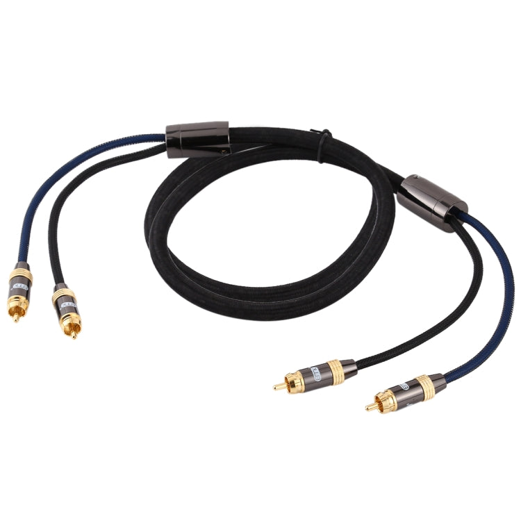 EMK 2 x RCA Male to 2 x RCA Male Connector Gold Plated Nylon Braided Coaxial Audio Cable For TV / Amplifier / Home Theater / DVD Cable Length: 1.5m (Black)
