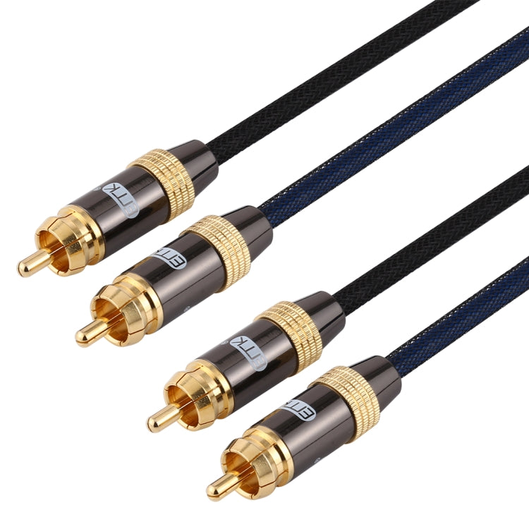 EMK 2 x RCA mâle vers 2 x connecteur RCA mâle Câble audio coaxial tressé en nylon plaqué or pour TV/amplificateur/home cinéma/DVD Longueur du câble : 3 m (noir)