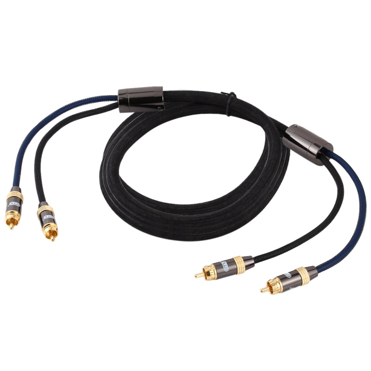 EMK 2 x RCA Male to 2 x RCA Male Connector Gold Plated Nylon Braided Coaxial Audio Cable For TV / Amplifier / Home Theater / DVD Cable Length: 3m (Black)