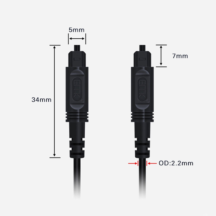 2m EMK OD2.2mm Câble à Fibre Optique Audio Numérique Câble d'Équilibrage de Haut-Parleur en Plastique (Noir)