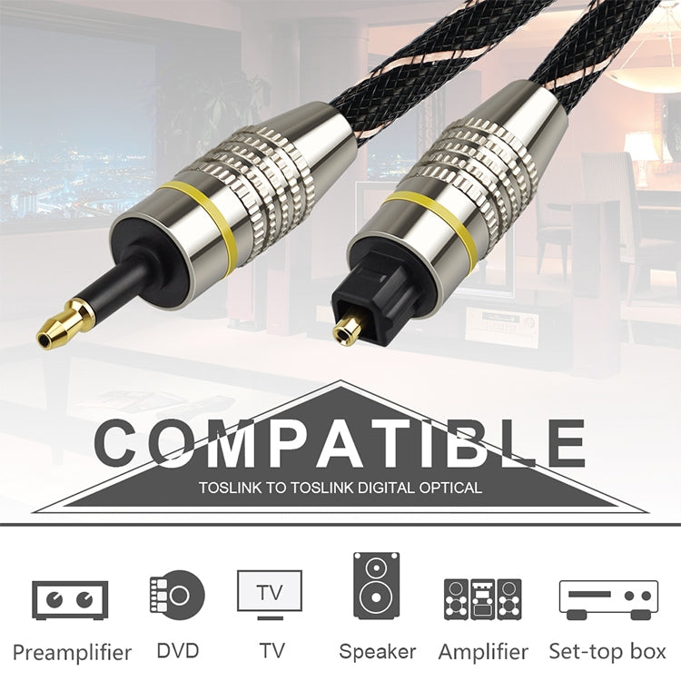 Cable de conexión de fibra Óptica de Audio Digital de 5m EMK OD6.0 mm a Puerto redondo Set-top Box