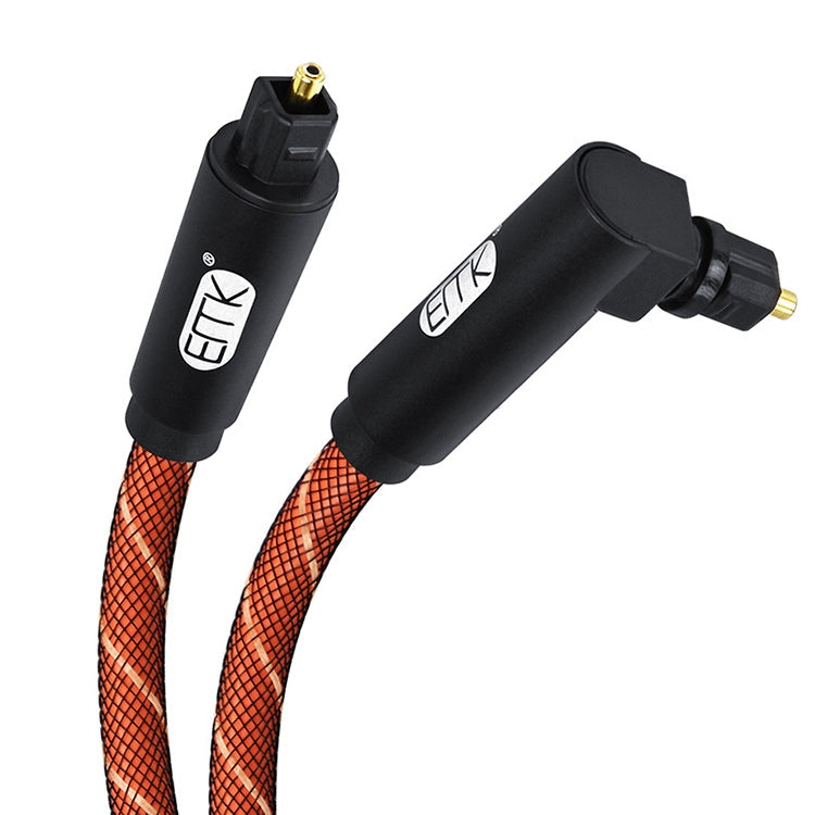 EMK 90 grados giratorio ajustable en ángulo recto 360 grados giratorio pulg Nylon tejido Cable de Audio óptico de malla longitud del Cable: 1 m (Naranja)