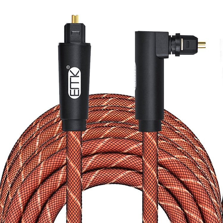 EMK Pivot à 90 degrés Angle droit réglable Pivot à 360 degrés dans. Câble audio optique en maille tissée de nylon Longueur du câble : 5 m (Orange)