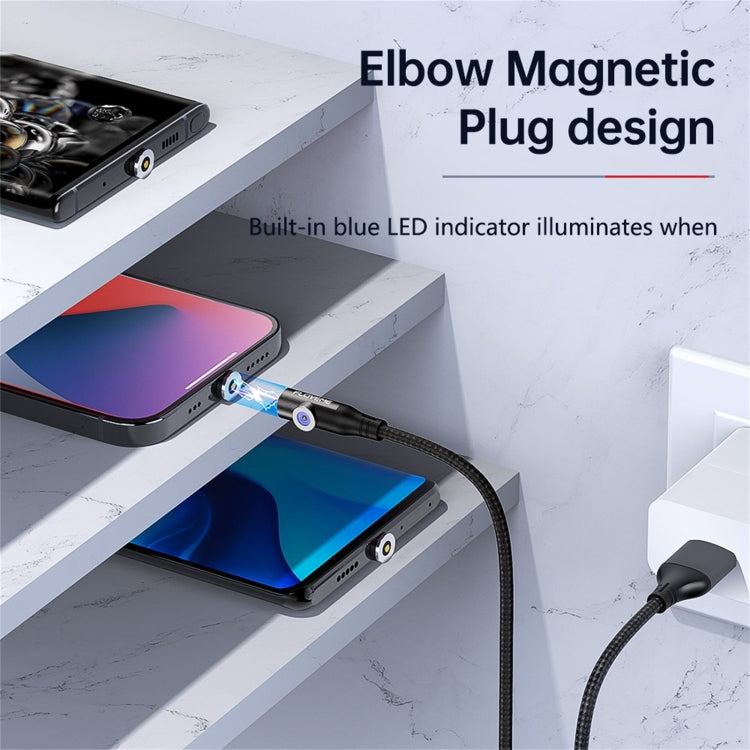 FLOVEME YXF212896 3 in 1 2.1A 8Pin + Type-C / USB-C + Micro USB Elbow Head Design Magnetic Charging Cable Length: 1m (Silver)