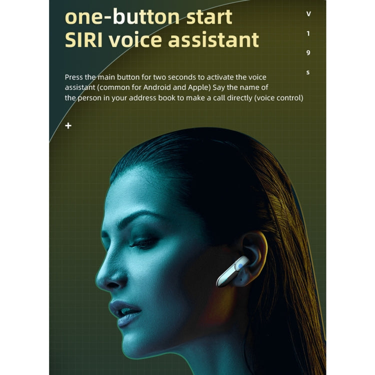 Oreillette Bluetooth V19S Bluetooth 5.0 Business Style Touch avec empreinte digitale (Argent)